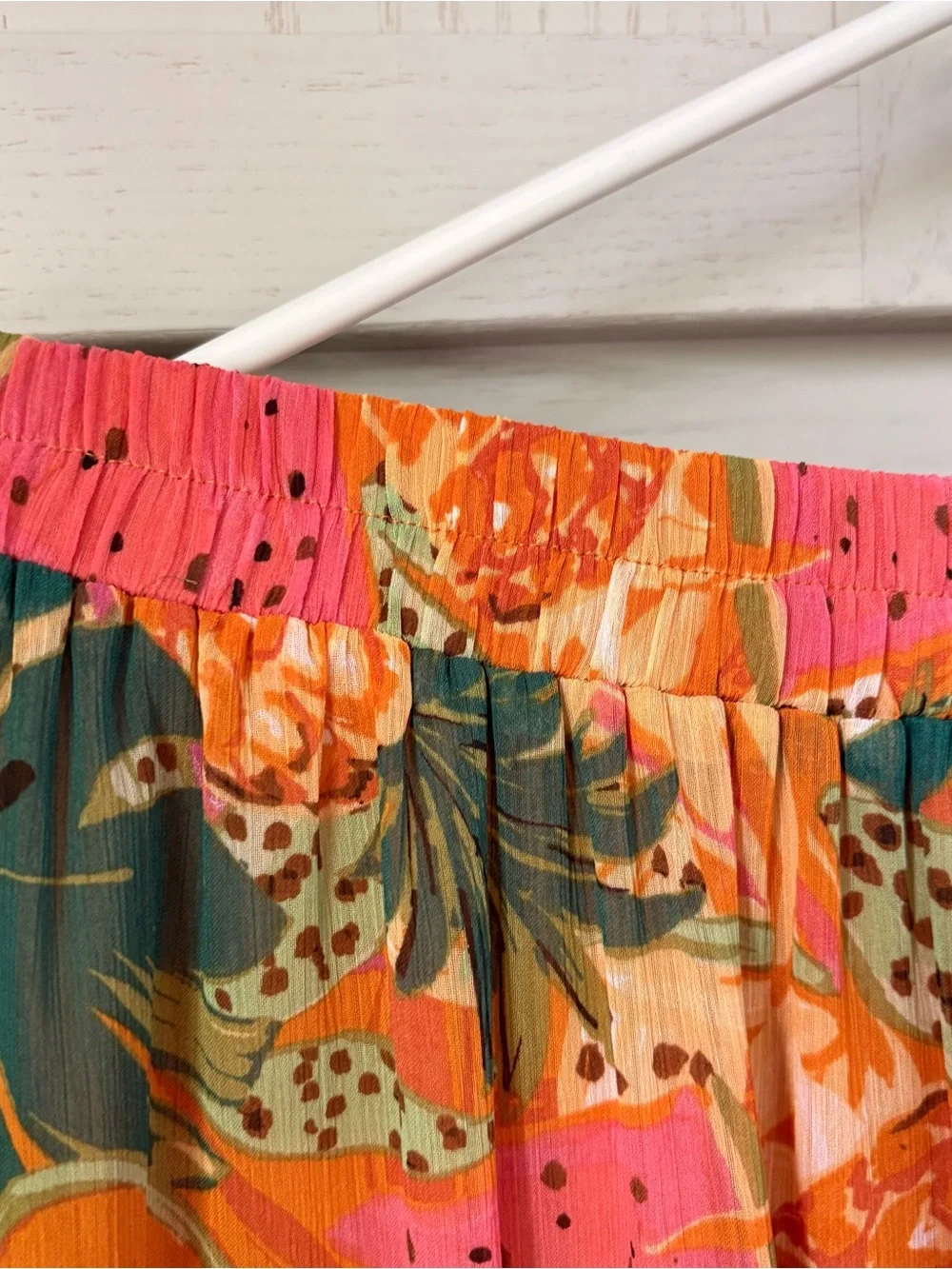 Tropical Tiered Maxi Skirt in Orange, Green & Pink